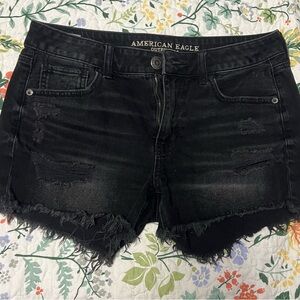 American Eagle Outfitters Black Frayed Jean Shorts